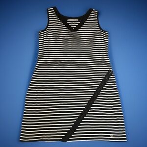 COCO & tashi Black & White striped V-neck Dress with zipper detailing sz L